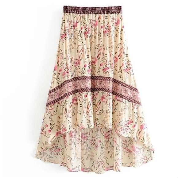 NEW Boho Floral Print Hi Low Maxi Skirt - Picture 5 of 6